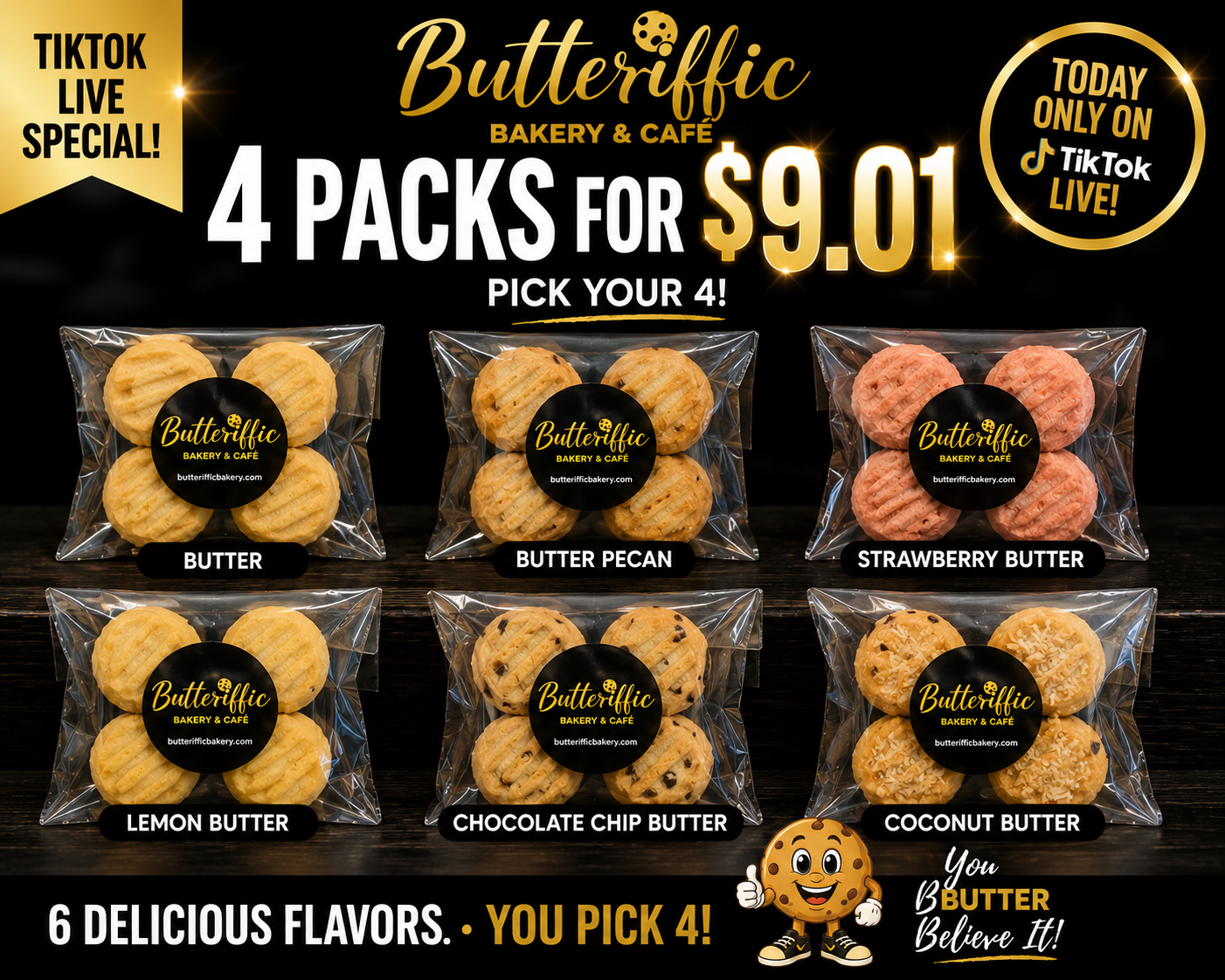 4 PACKS OF BUTTER COOKIES (Starting at 7:30 CST)